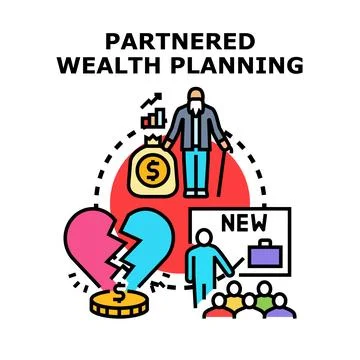 Partnered wealth planning strategy during partnership breakup Stock Illustration