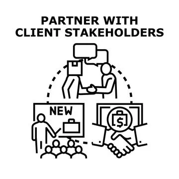 Partnering with client stakeholders for business collaboration and agreement Stock Illustration