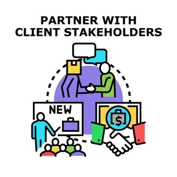 Partnering with client stakeholders for business collaboration and agreement Stock Illustration