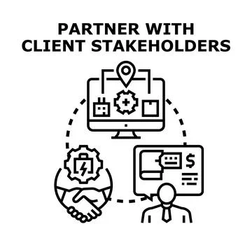 Partnering with client stakeholders for business solutions Stock Illustration