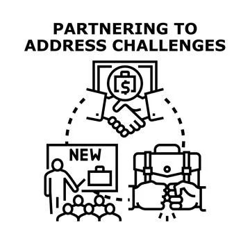 Partnering solving business challenges and developing solutions Stock-Illustration