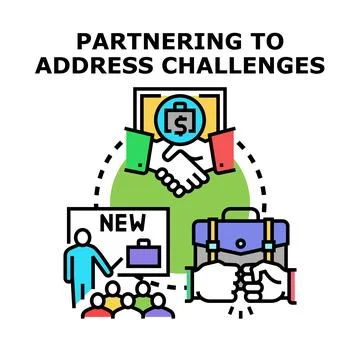 Partnering solving business challenges and developing solutions Stock Illustration