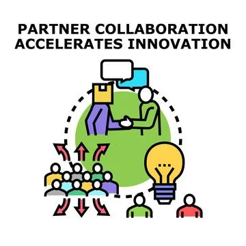 Partners collaborating accelerating innovation and idea generation Stock Illustration
