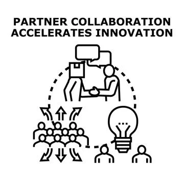 Partners collaborating accelerating innovation and idea generation Stock Illustration