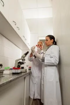 Partners doing an experiment Stock Photos