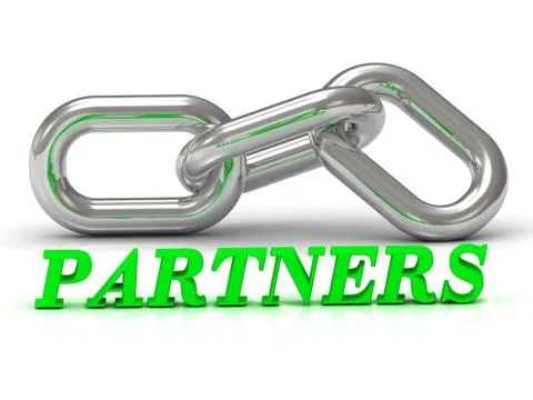 PARTNERS- inscription of color letters and Silver chain of the section on whi Stock Illustration