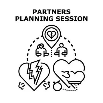 Partners in love relationship problems planning session Stock Illustration