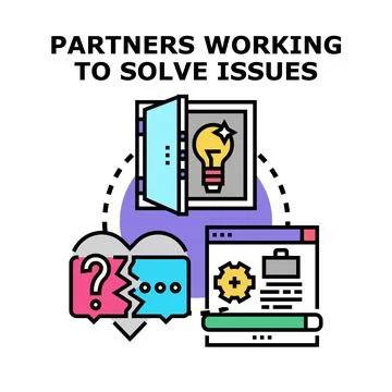 Partners working together solving business problems Stock Illustration