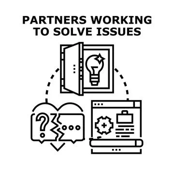 Partners working together solving business problems Stock Illustration