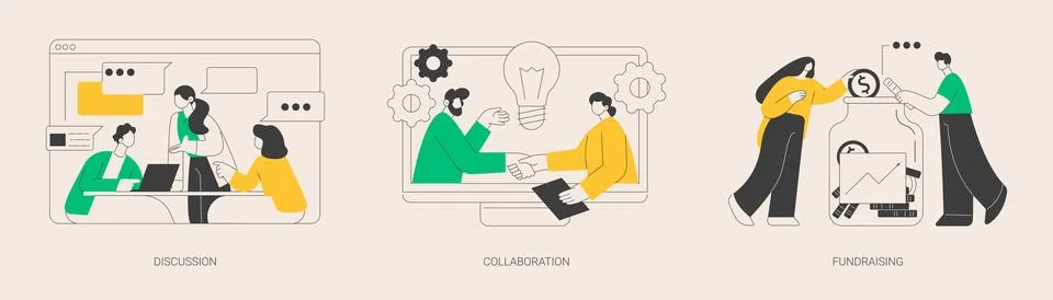 Partnership abstract concept vector illustrations. Ilustração Stock