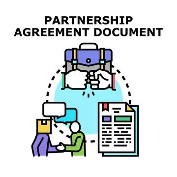 Partnership agreement document concept for business collaboration Stock Illustration