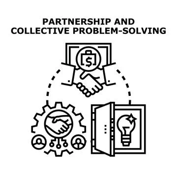 Partnership and collective problem solving working process Stockillustratie