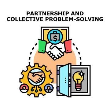 Partnership and collective problem solving working process Stock Illustration