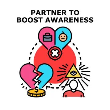 Partnership concept boosting awareness with linked elements 스톡 일러스트