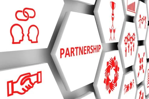 PARTNERSHIP concept cell background 3d illustration Stock Illustration