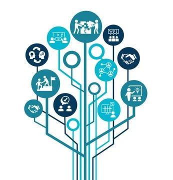 Partnership concept. Chart with keywords and icons. Stock Illustration