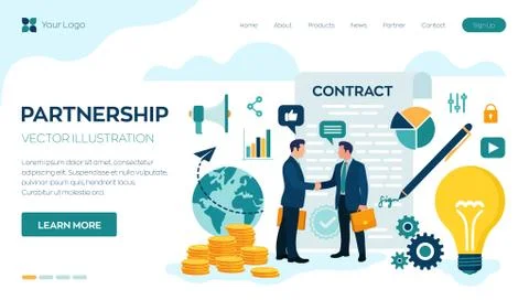 Partnership Concept. Financing of creative projects. Handshake of two busines Stock Illustration