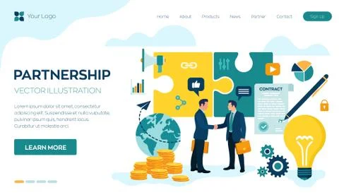 Partnership Concept. Financing of creative projects. Handshake of two busines Stock Illustration