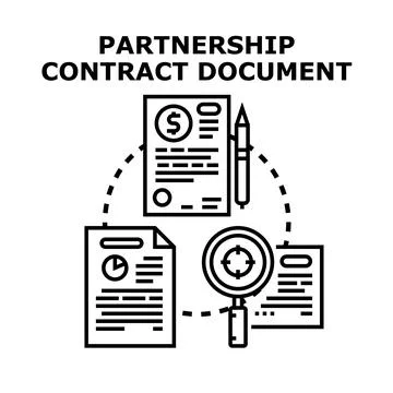 Partnership contract document business agreement planning Stock Illustration