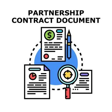 Partnership contract document business agreement planning Stock Illustration