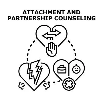 Partnership counseling working through relationship problems Illustration