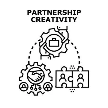 Partnership creativity collaboration and successful business team working Stock Illustration