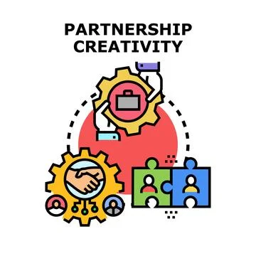 Partnership creativity collaboration and successful business team working Stock Illustration