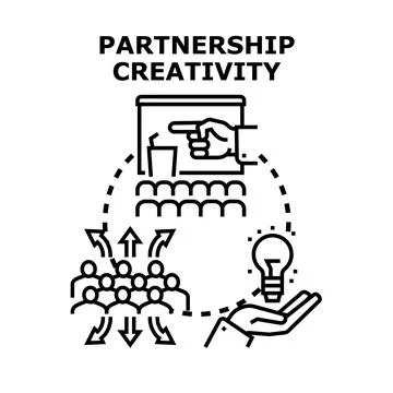 Partnership creativity generating new business ideas together 스톡 일러스트