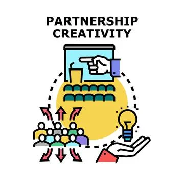 Partnership creativity generating new business ideas together 스톡 일러스트