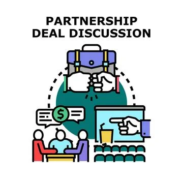 Partnership deal discussion process vector illustration 스톡 일러스트