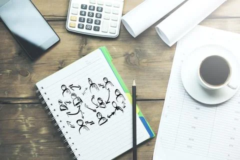 Partnership drowing on notepad Stock Photos