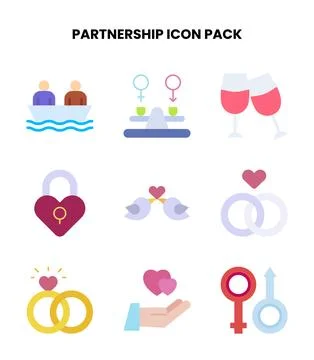 Partnership Flat Graphics Icons Pack Stock Illustration