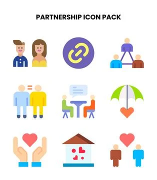 Partnership Flat Icons Pack Stock Illustration