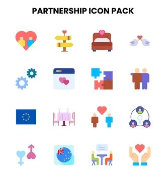Partnership Flat Vector Icons Pack 库存插图