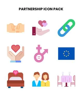 Partnership Flat Vector Icons Pack 스톡 일러스트