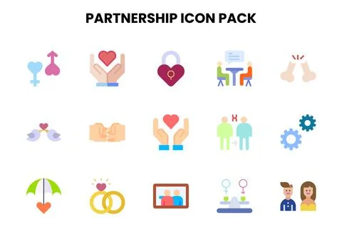 Partnership Flat Vector Icons Pack Stock Illustration