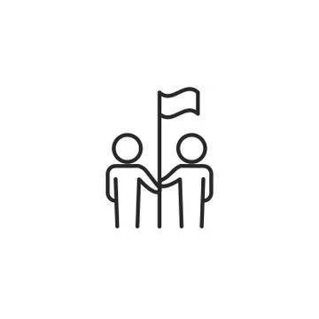 Partnership goal line icon with editable stroke. Teamwork, business concept. Stock Illustration