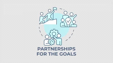 Partnership for the goals blue concept icon animation Stock Footage 337935569