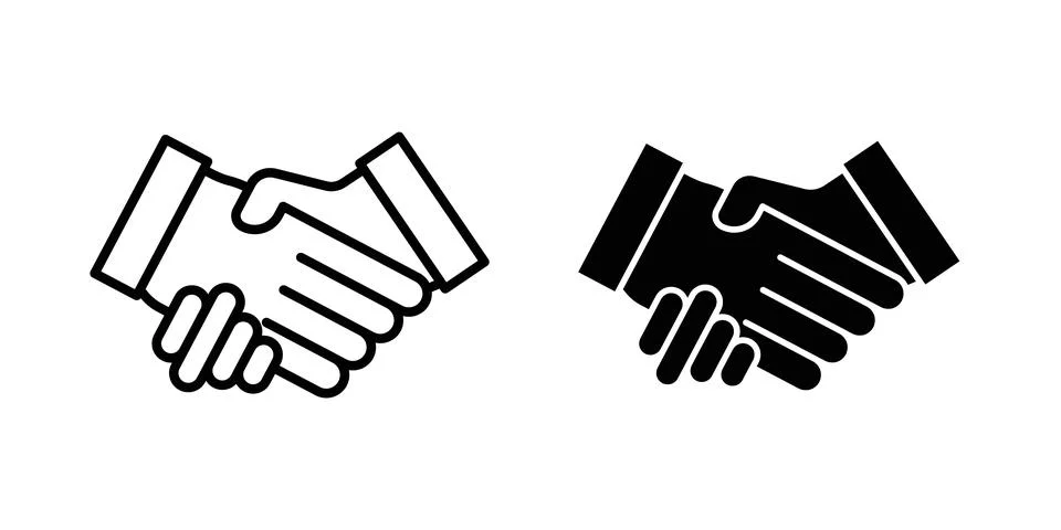 Partnership handshake icon thin line and clipart style vector set Stock Illustration