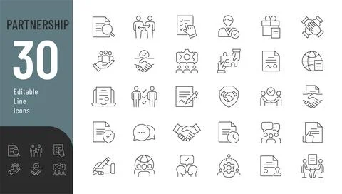 Partnership Line Editable Icons set. Stock Illustration