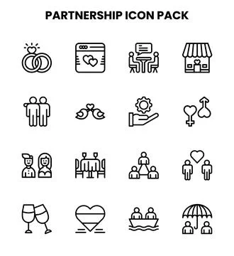 Partnership Line Graphics Icons Pack Stock Illustration