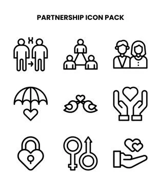 Partnership Line Graphics Icons Pack Stock Illustration