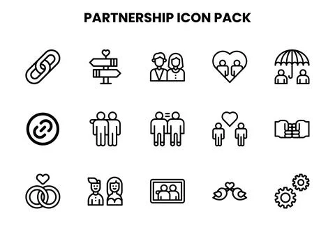 Partnership Line Icons Pack Stock Illustration