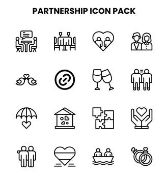 Partnership Line UI Icons Pack Stock Illustration
