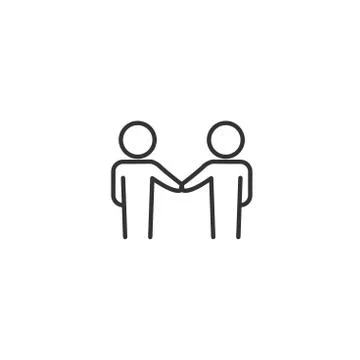 Partnership / meeting line icon with editable stroke. Deal, business concept. Stock Illustration
