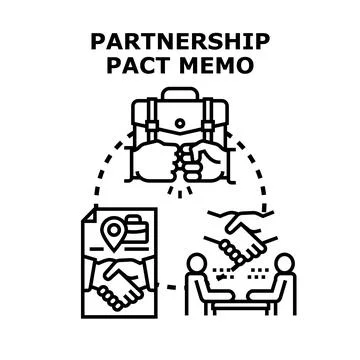 Partnership pact memo concept vector illustrating collaboration Stock Illustration