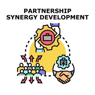 Partnership synergy developing teamwork and collaboration concept Stock Illustration