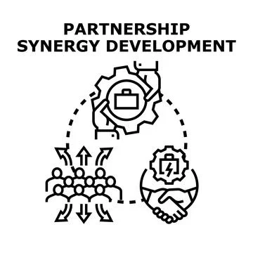 Partnership synergy developing teamwork and collaboration concept Stock Illustration