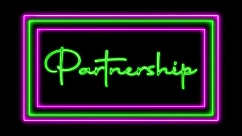 'Partnership' Text Animation with Neon Glow &amp; Glowing Squares. Stock Footage 282577056