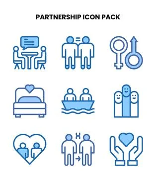 Partnership Two Colour Icons Pack Stock Illustration